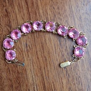Vintage Pink Stone Dainty Costume bracelet in rose gold color